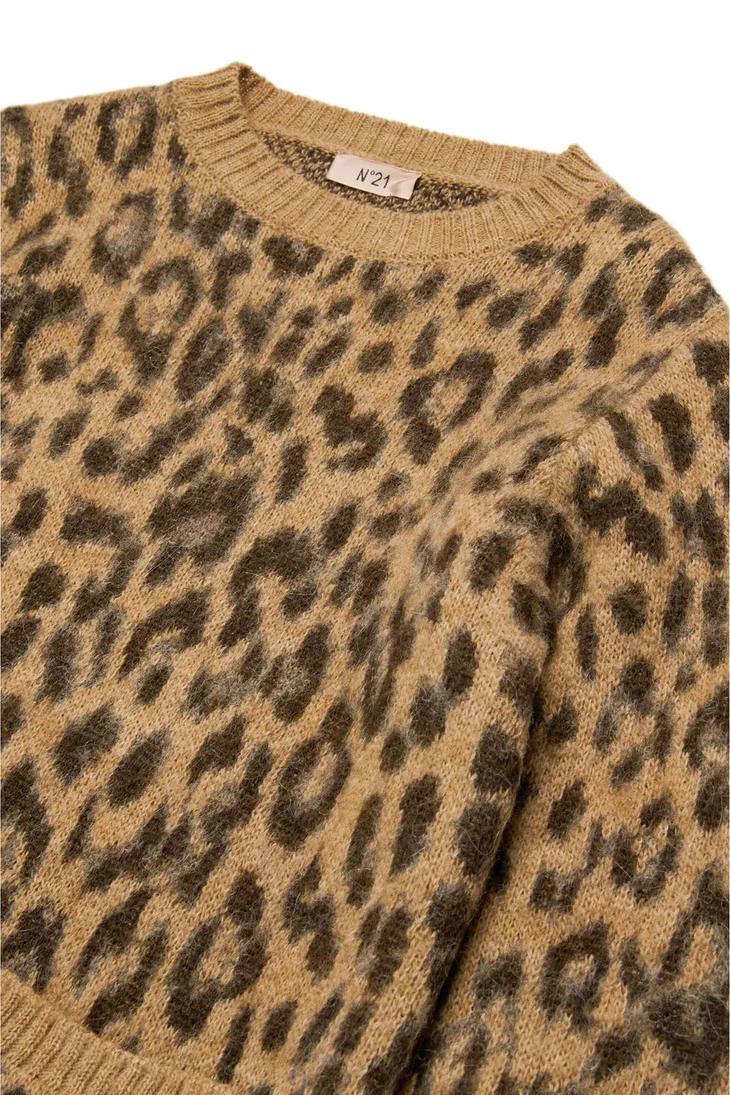 Nº21 Kids Leopard-Printed Crewneck Knitted Dress