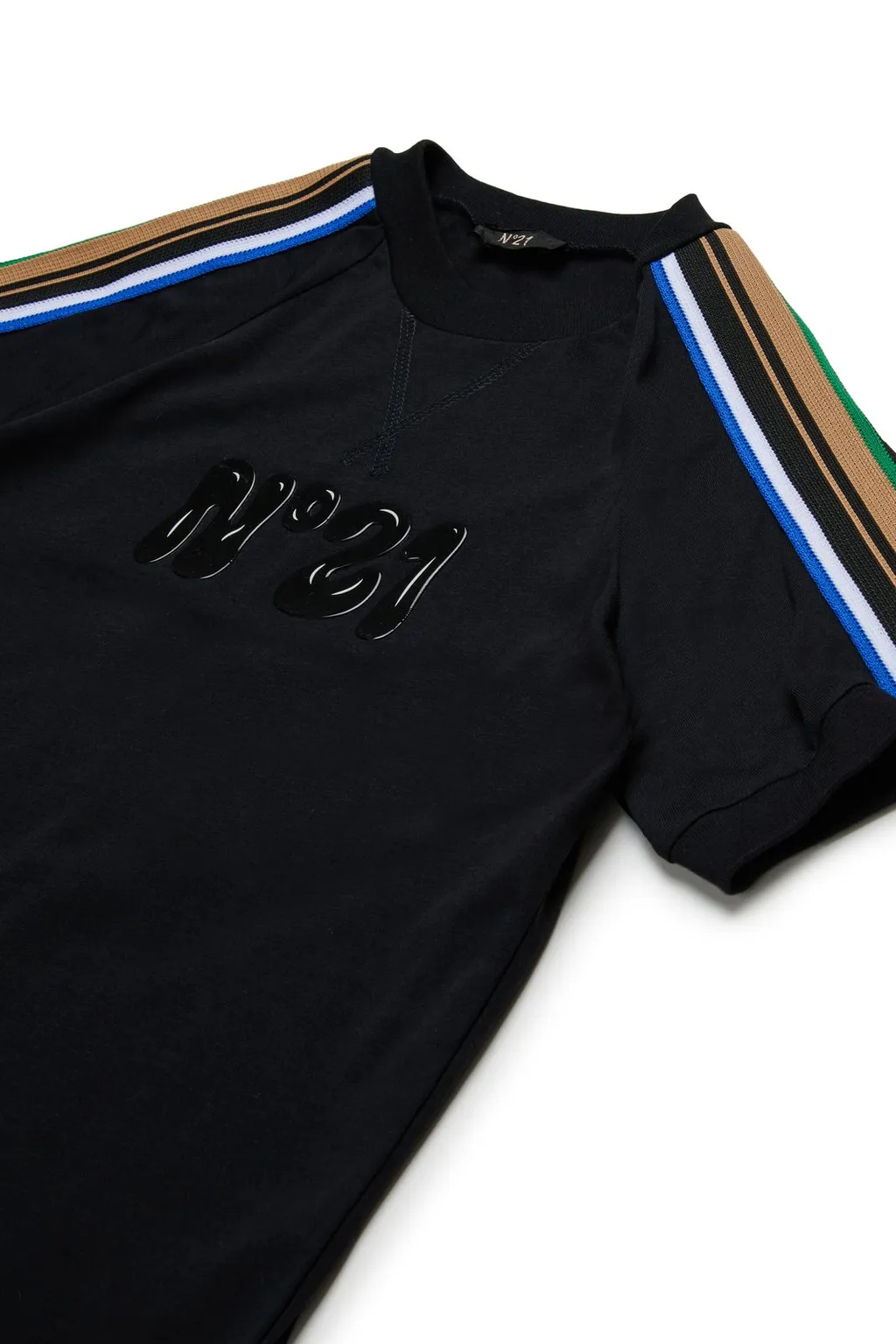 N°21 Kids Logo-Patch Stripe-Detailed T-Shirt