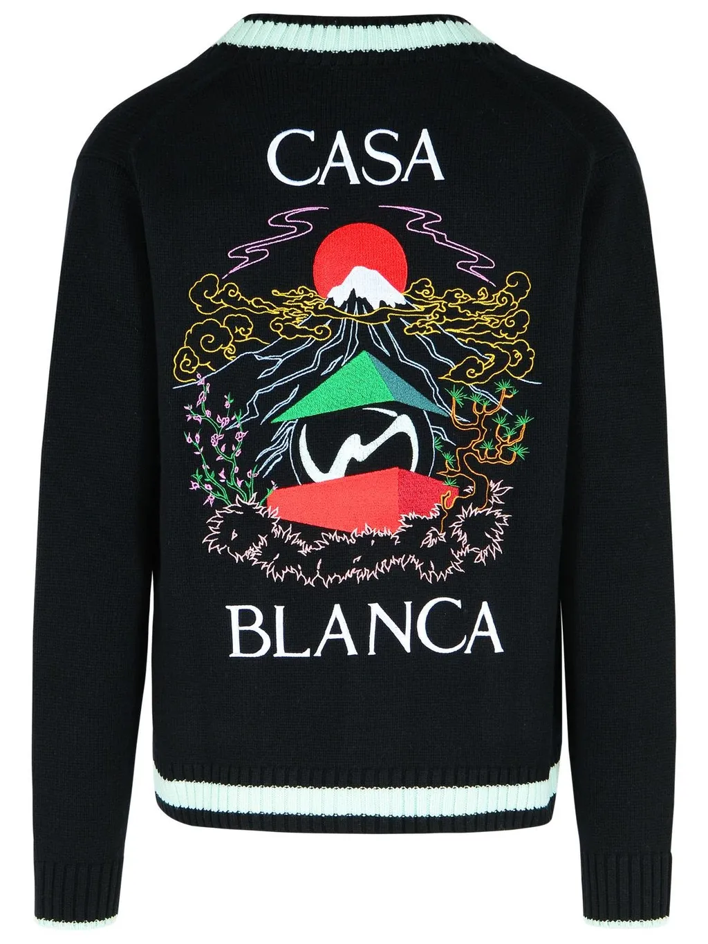 Casablanca Pattern Intarsia-Knit V-Neck Cardigan