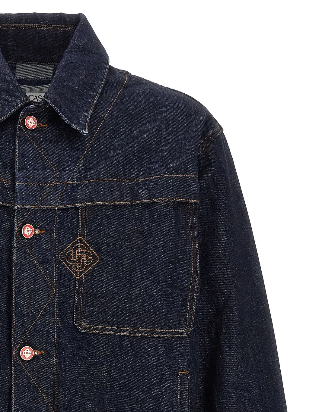 Casablanca Logo Embroidered Buttoned Denim Jacket