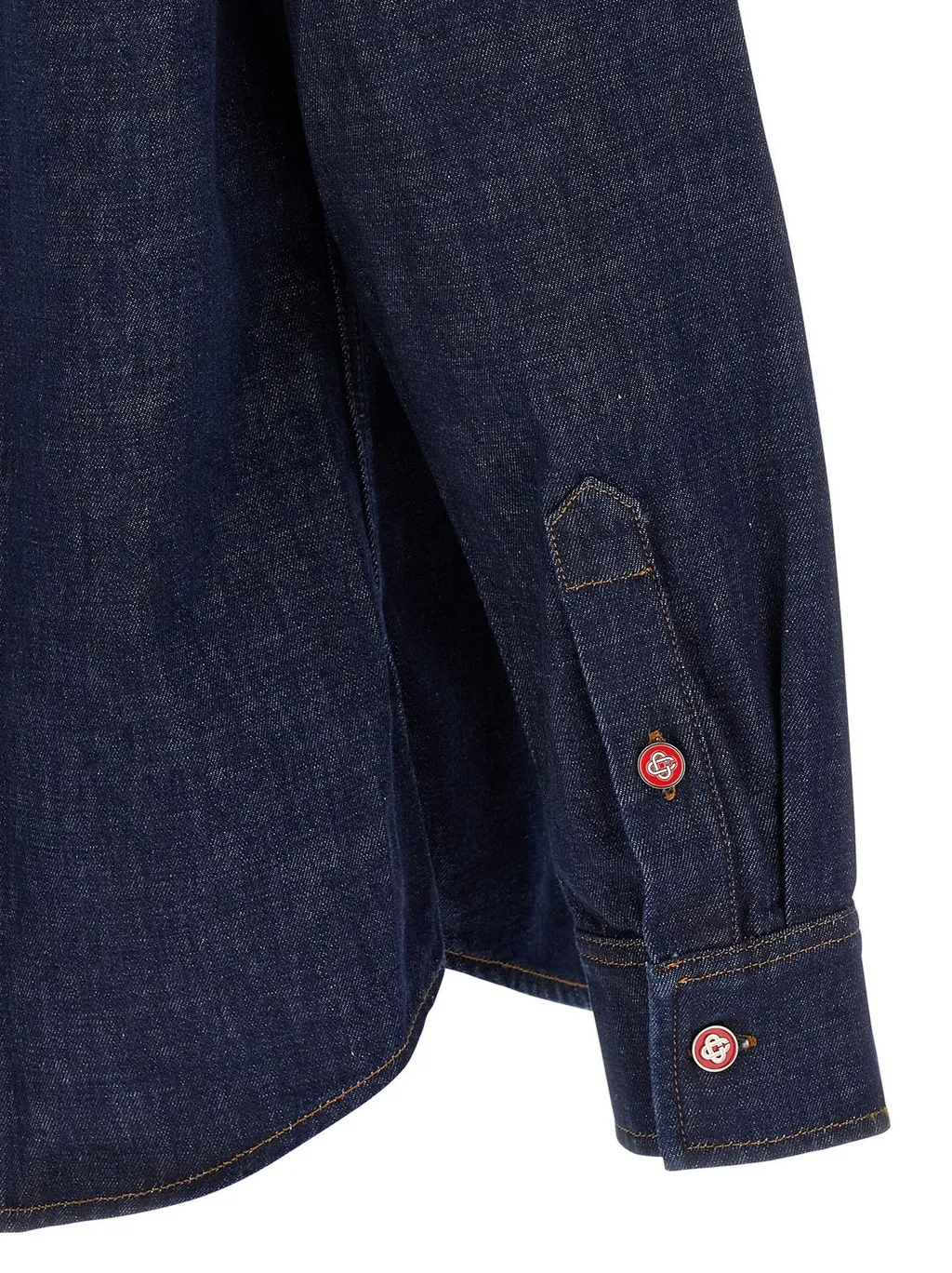 Casablanca Logo Embroidered Denim Short Sleeved Shirt