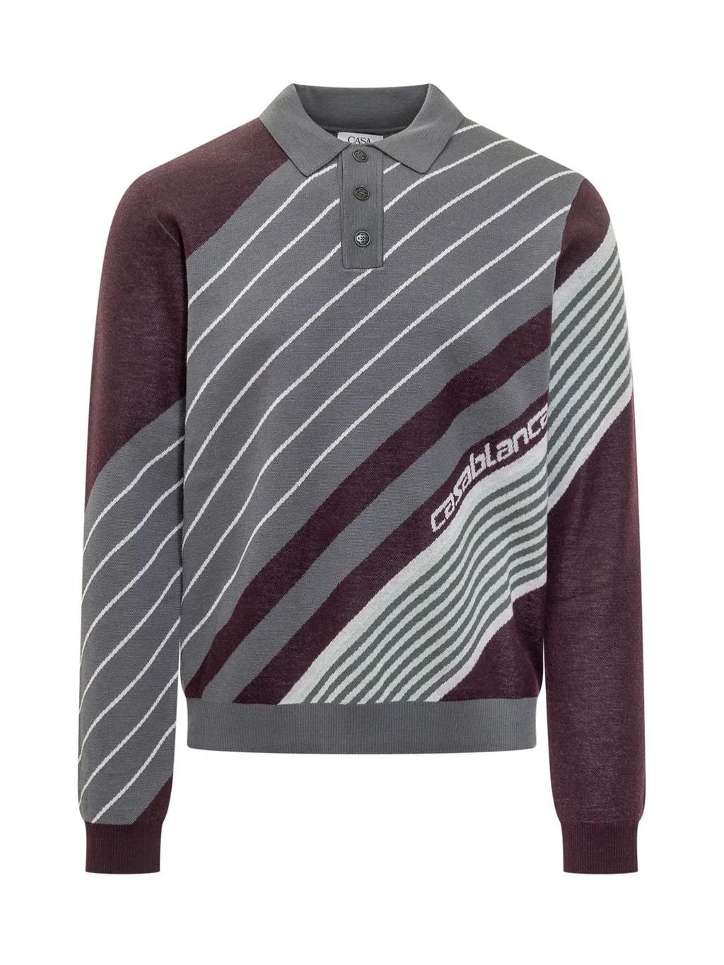 Casablanca Diagonal-Stripe Knitted Polo Shirt