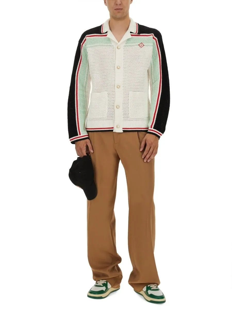Casablanca Logo Patch Button-Down Knitted Shirt