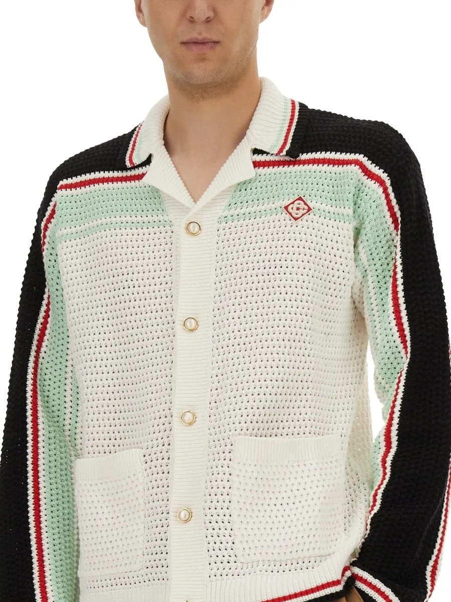 Casablanca Logo Patch Button-Down Knitted Shirt