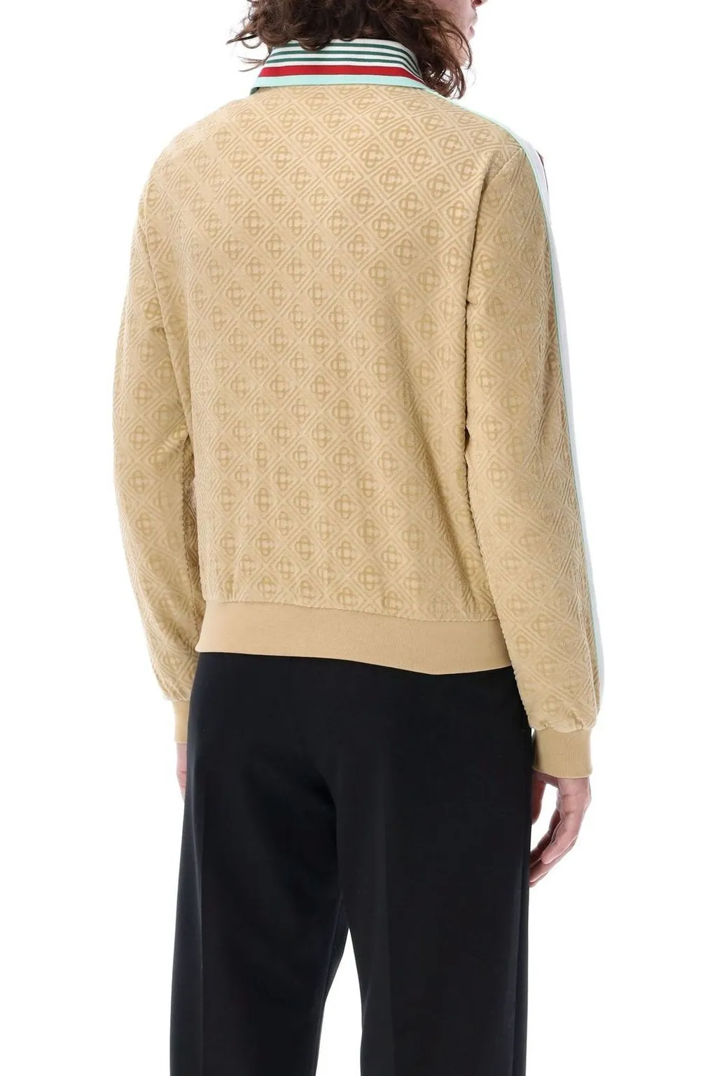 Casablanca Logo Patch Monogram-Jacquard Zip-Up Jacket