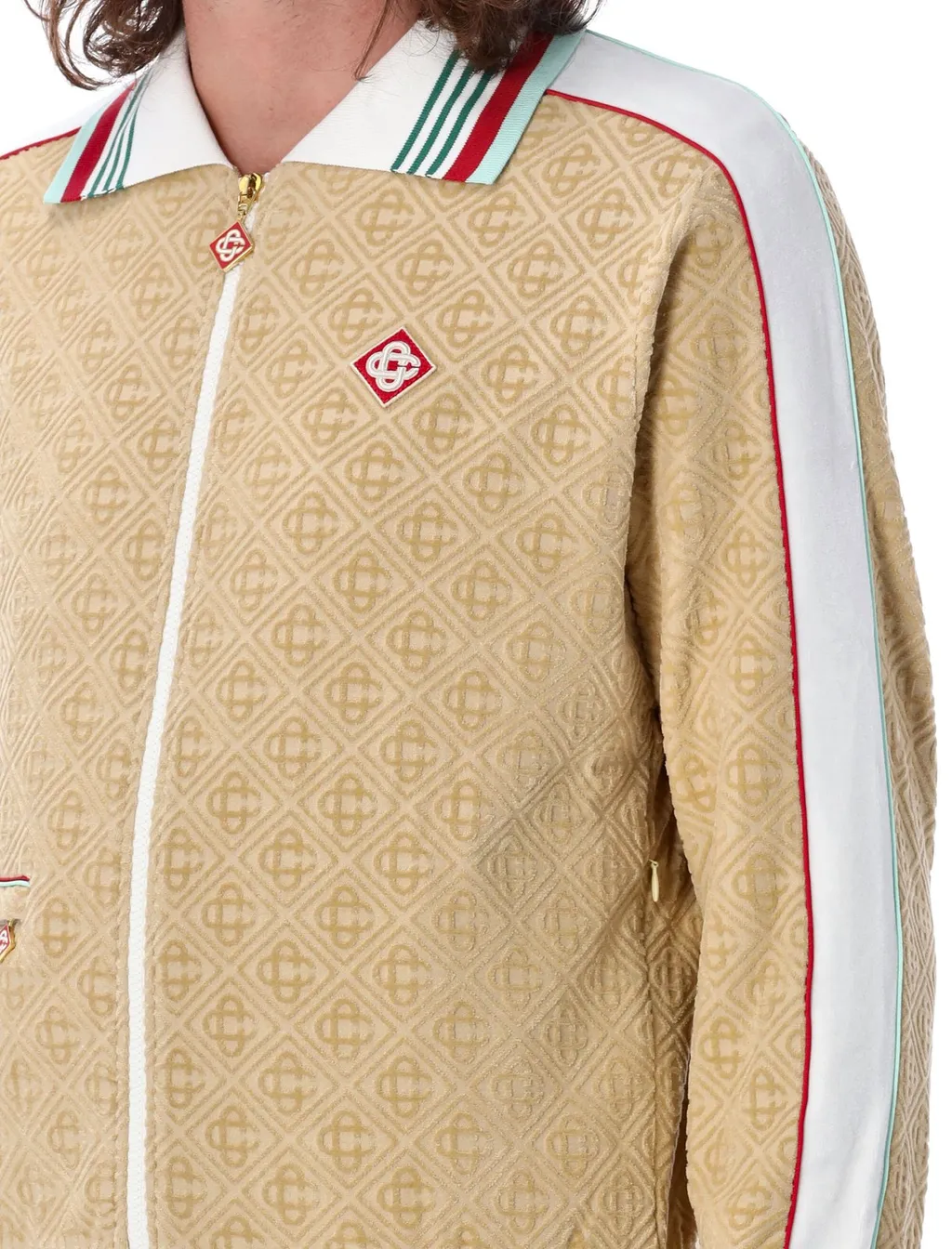 Casablanca Logo Patch Monogram-Jacquard Zip-Up Jacket