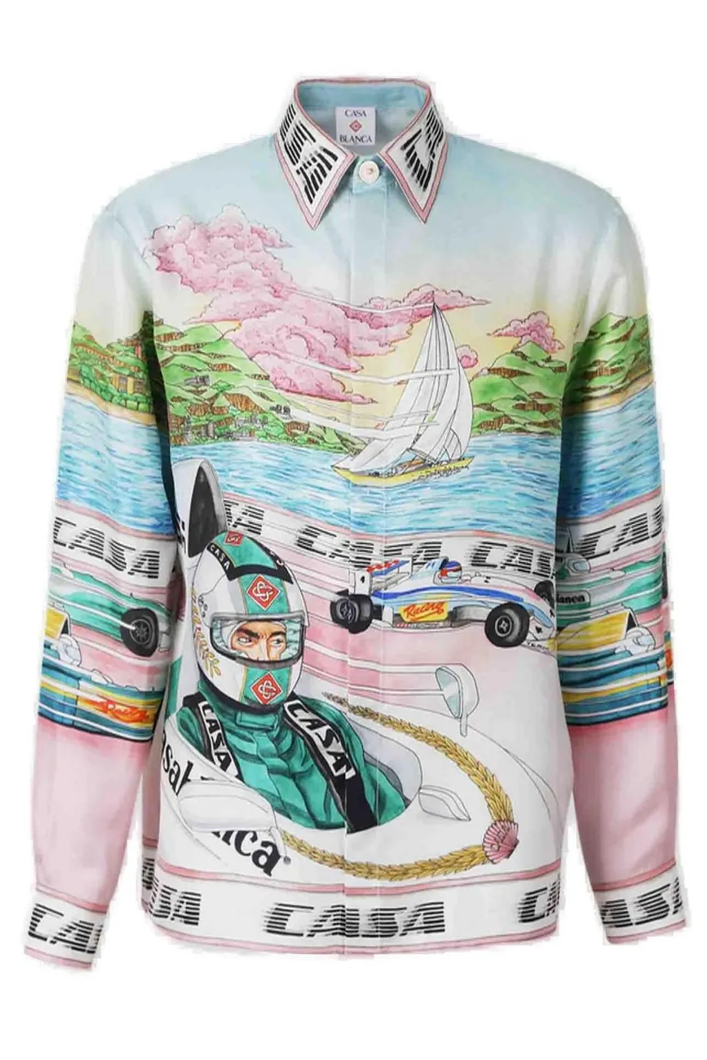 Casablanca The Art Of Racing Satin Long Sleeved Shirt