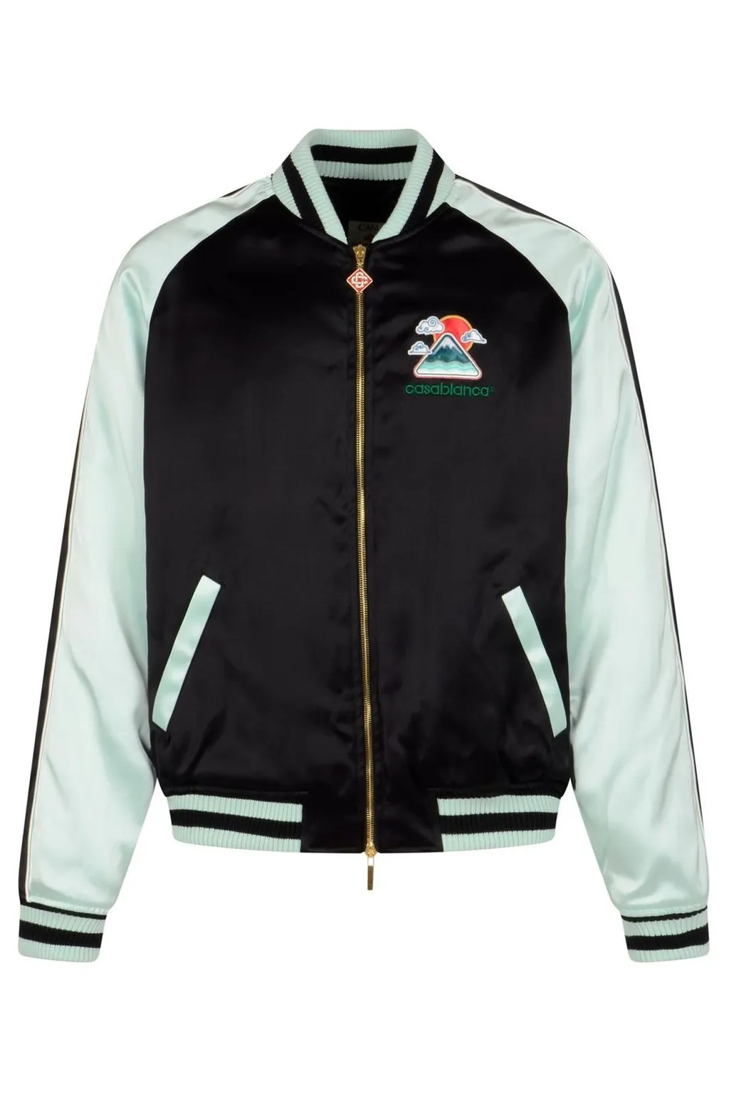 Casablanca Embroidered Satin Bomber Jacket