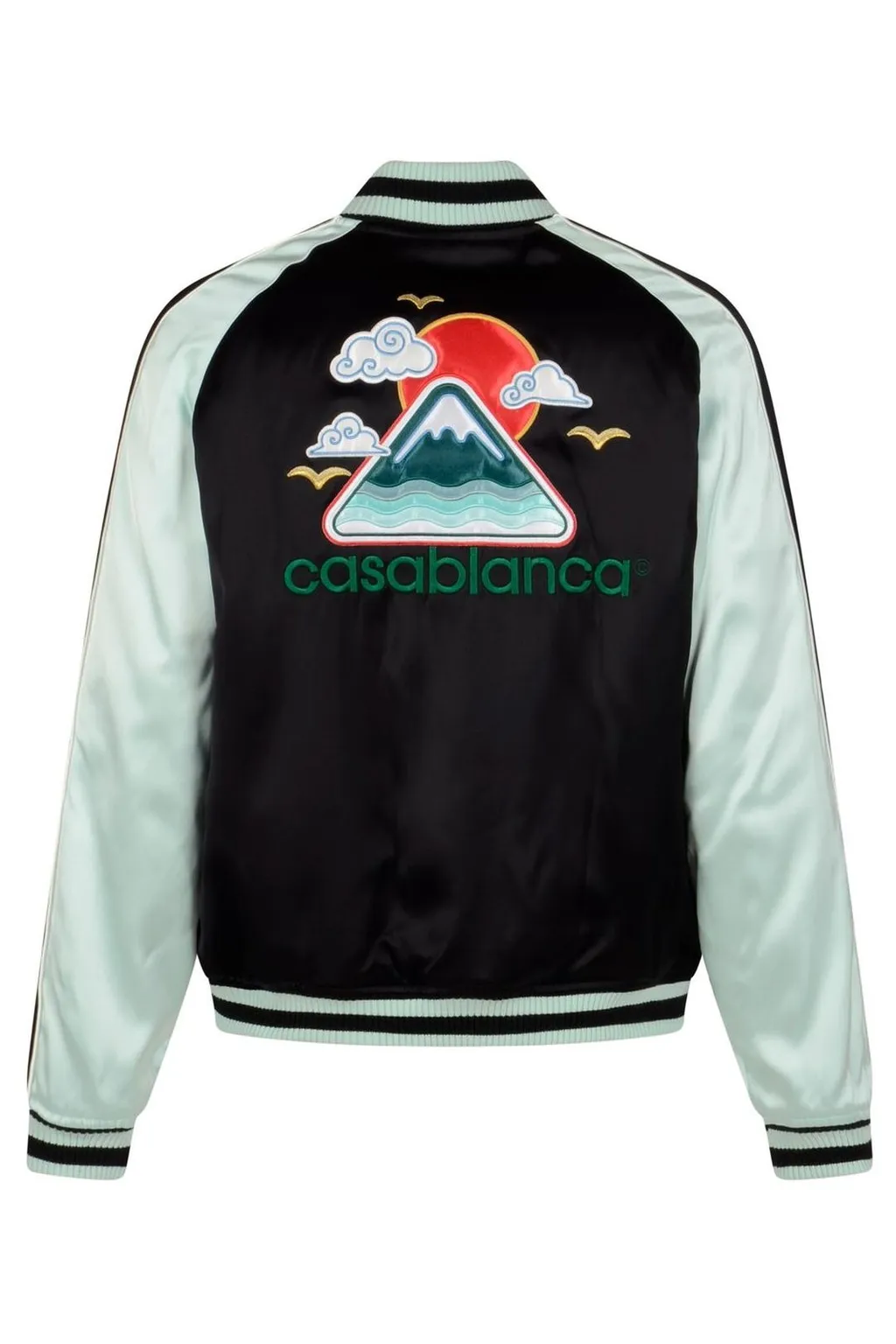 Casablanca Embroidered Satin Bomber Jacket