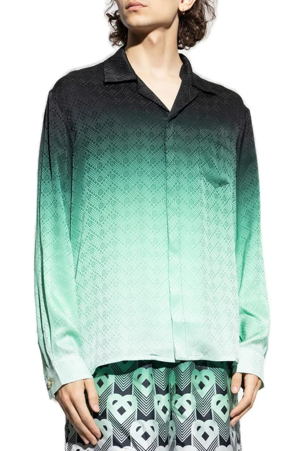 Casablanca Gradient Ping Pong Jacquard Long-Sleeved Satin Shirt