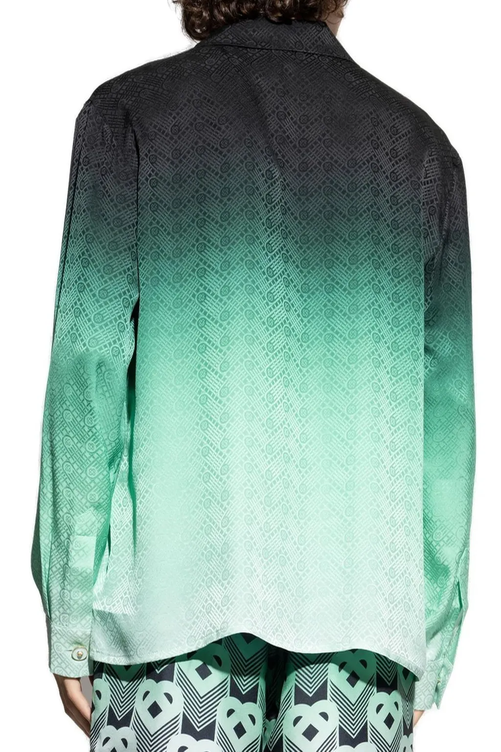 Casablanca Gradient Ping Pong Jacquard Long-Sleeved Satin Shirt