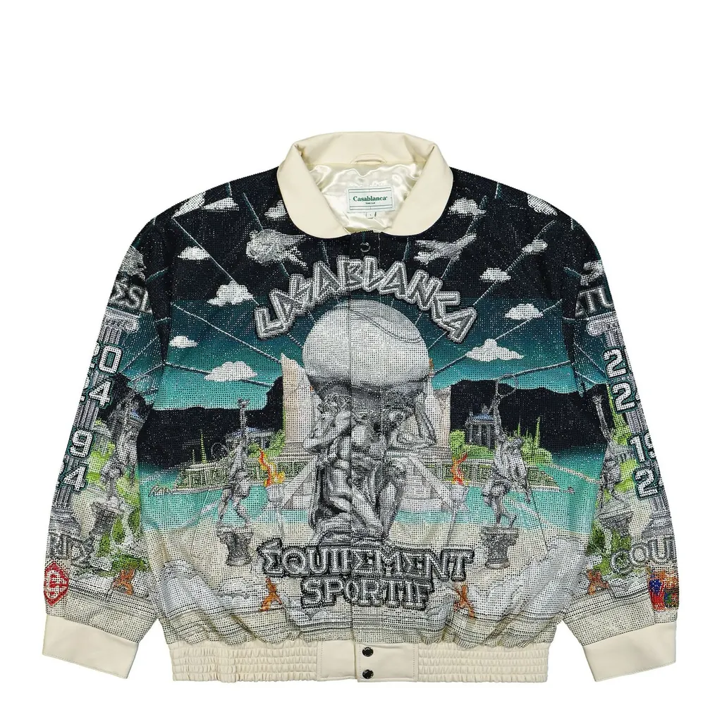 Casablanca Le Temple Du Sport Leather Bomber Jacket