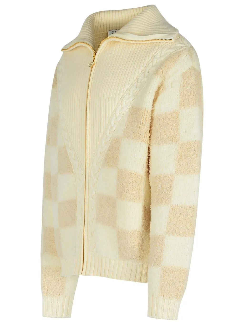 Casablanca Zip-Up Checked Cardigan