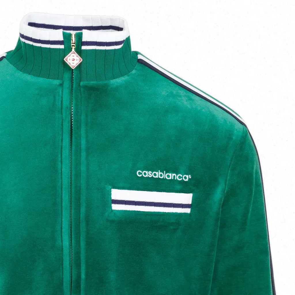 Casablanca Logo Embroidered Velvet Track Jacket