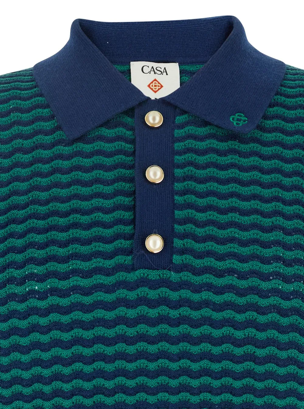 Casablanca Mini Wave Logo Embroidered Polo Shirt