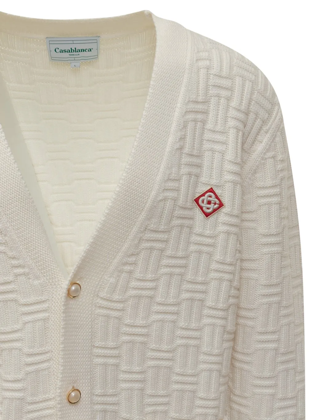 Casablanca Column Ribbed Knit Cardigan