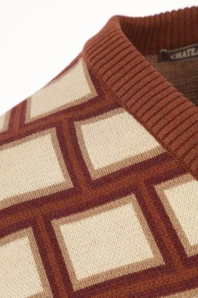 Chateau Orlando Geometric Intarsia Knitted V-Neck Vest