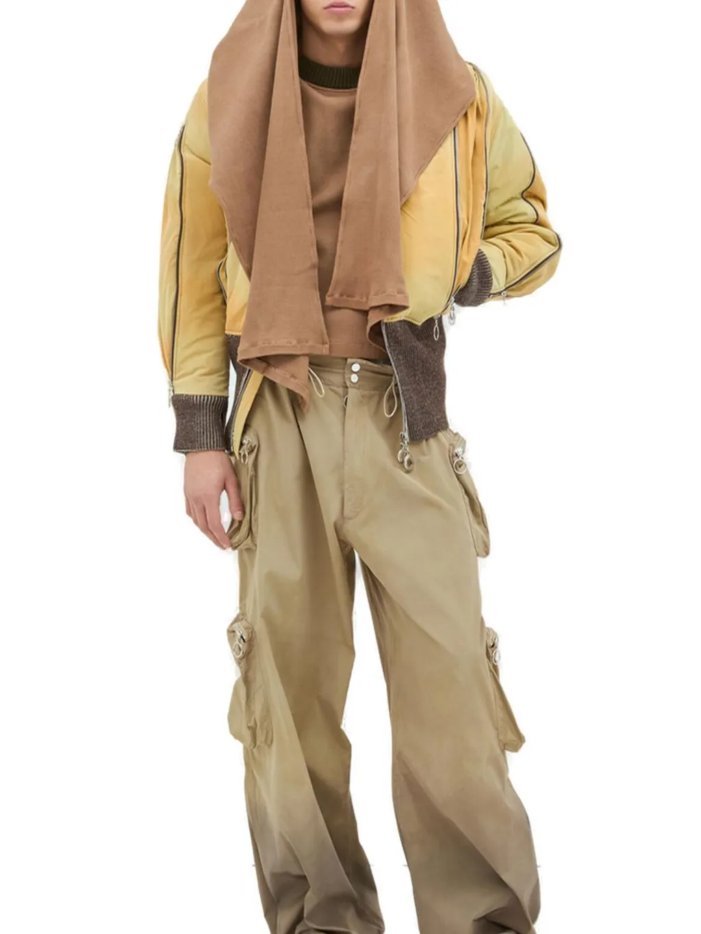 Charlie Constantinou Panelled Waffle Scarf Embellished Top
