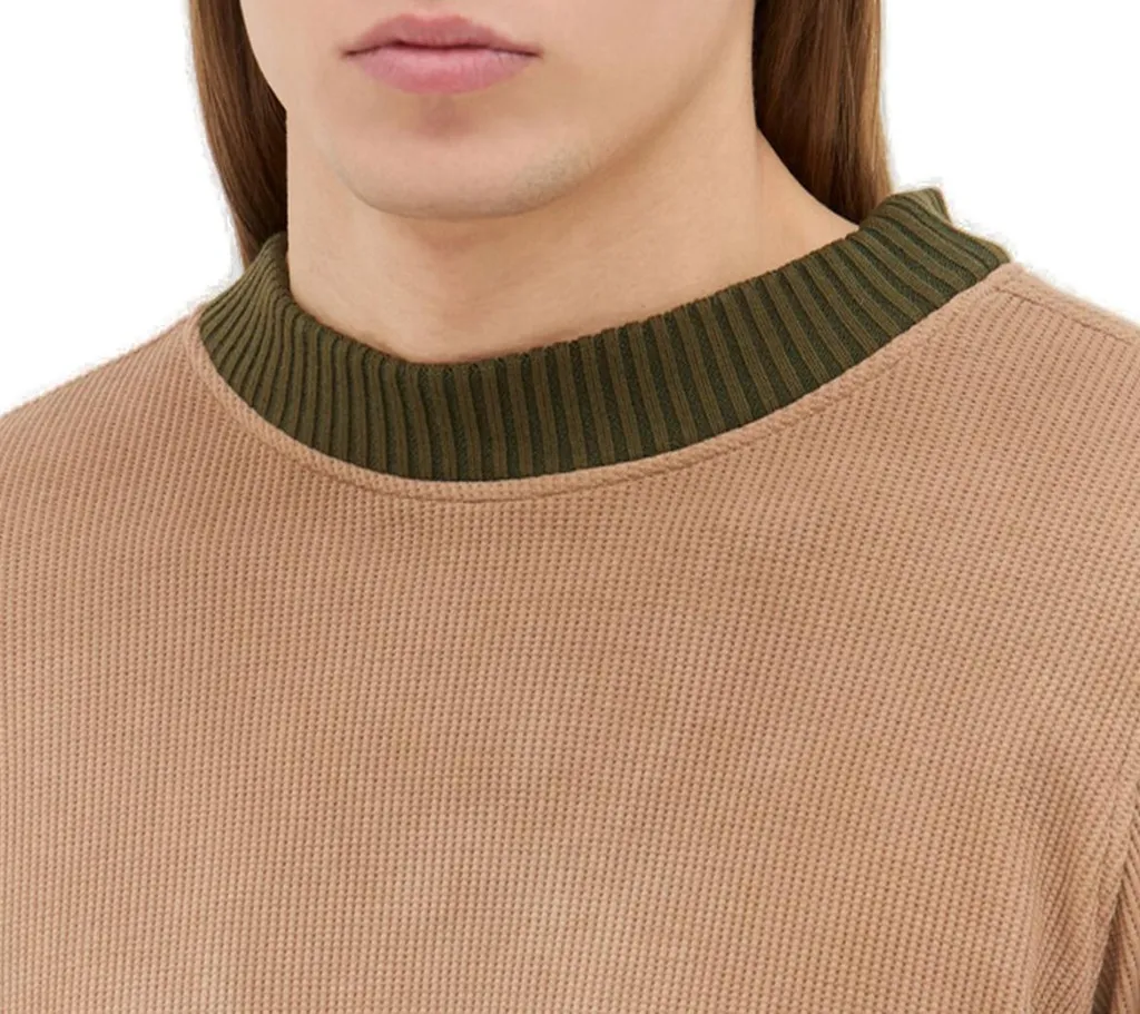 Charlie Constantinou Panelled Waffle Scarf Embellished Top