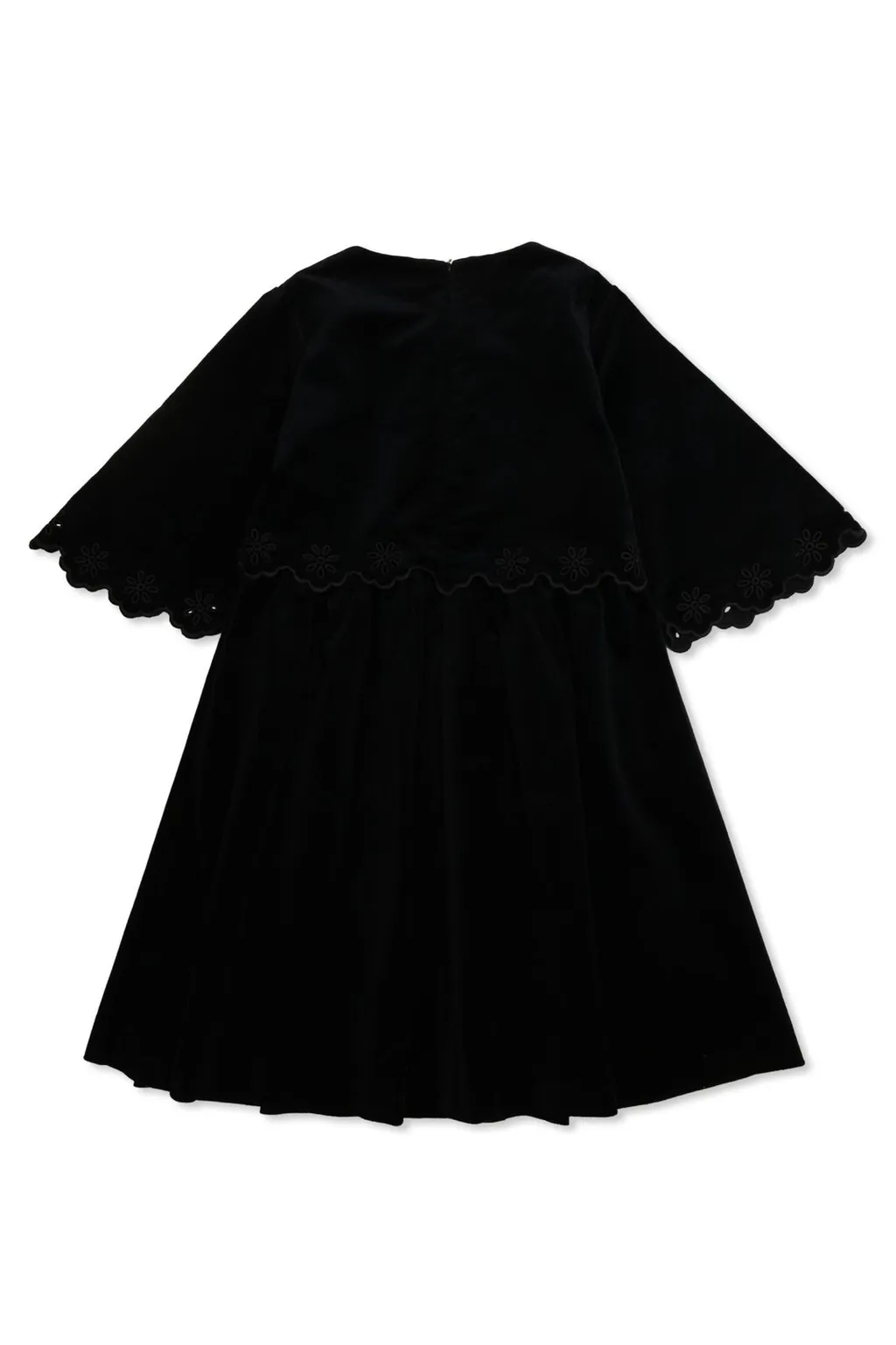 Chloé Kids Embroidered Scalloped Gathered Dress