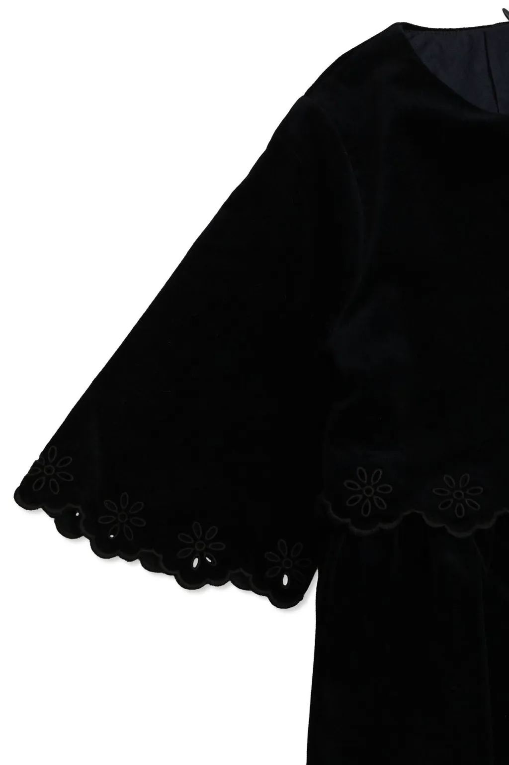 Chloé Kids Embroidered Scalloped Gathered Dress