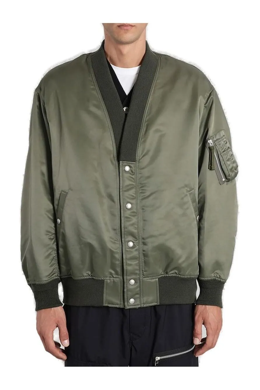 Comme Des GarÇOns Homme V-Neck Satin Bomber Jacket