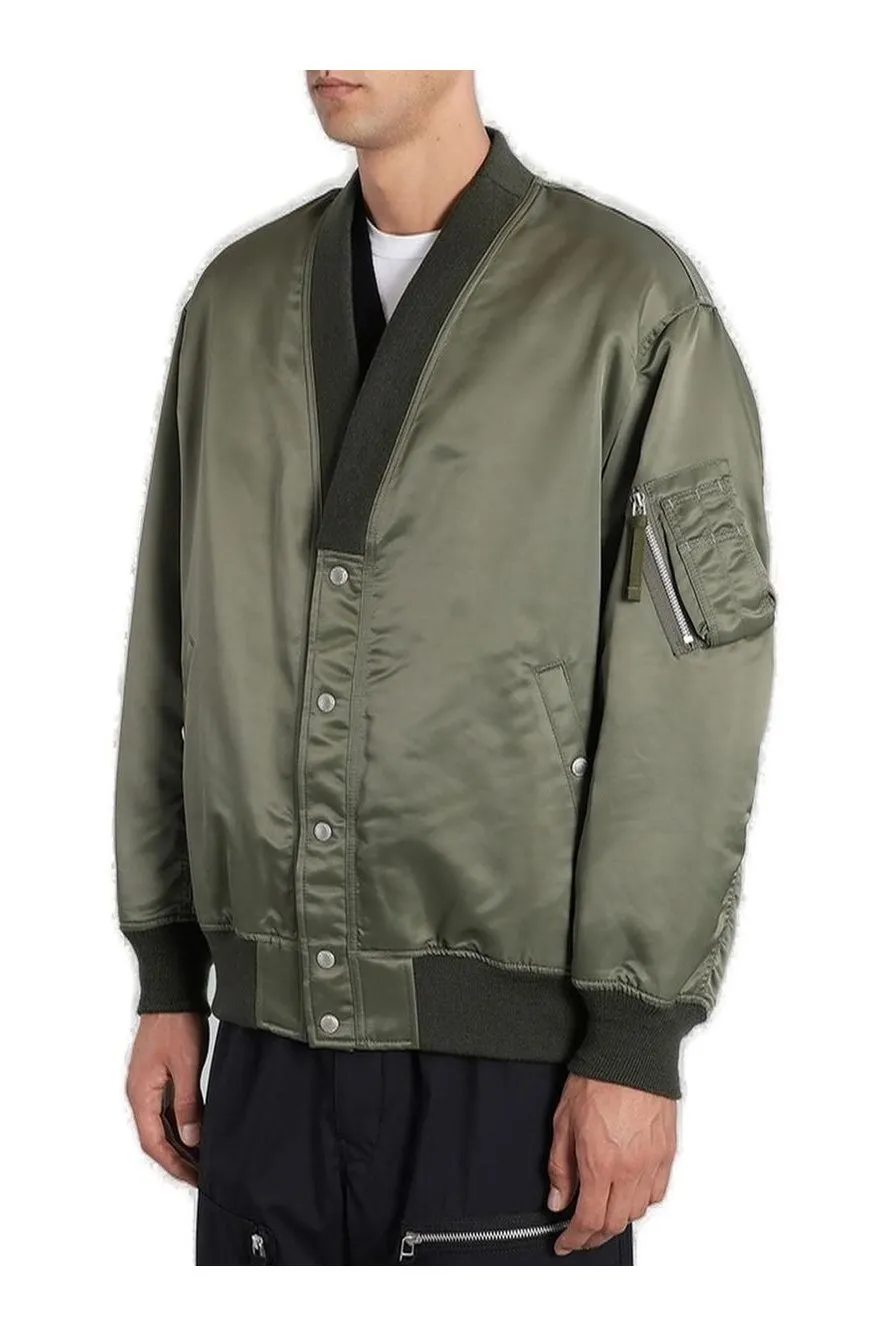 Comme Des GarÇOns Homme V-Neck Satin Bomber Jacket