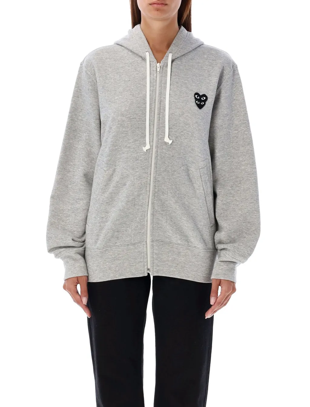 Comme Des GarÇOns Play Double Heart Patch Zipped Hoodie