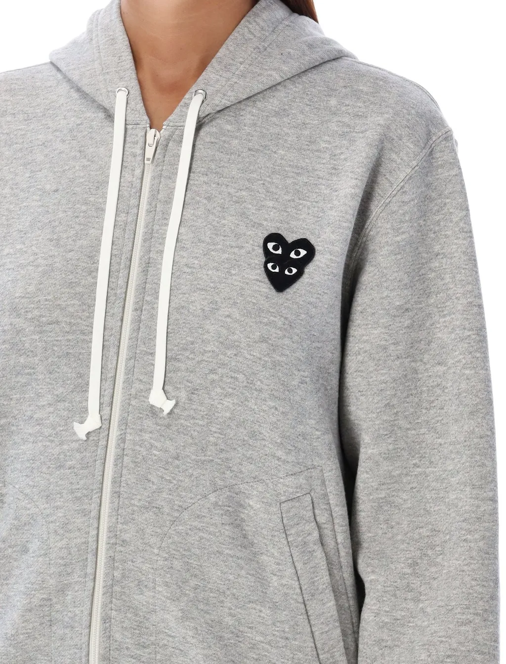 Comme Des GarÇOns Play Double Heart Patch Zipped Hoodie