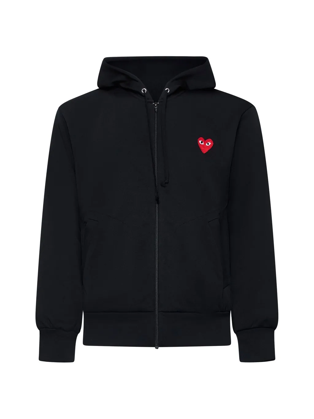 Comme Des GarÇOns Play Heart Logo Patch Zip-Up Hoodie