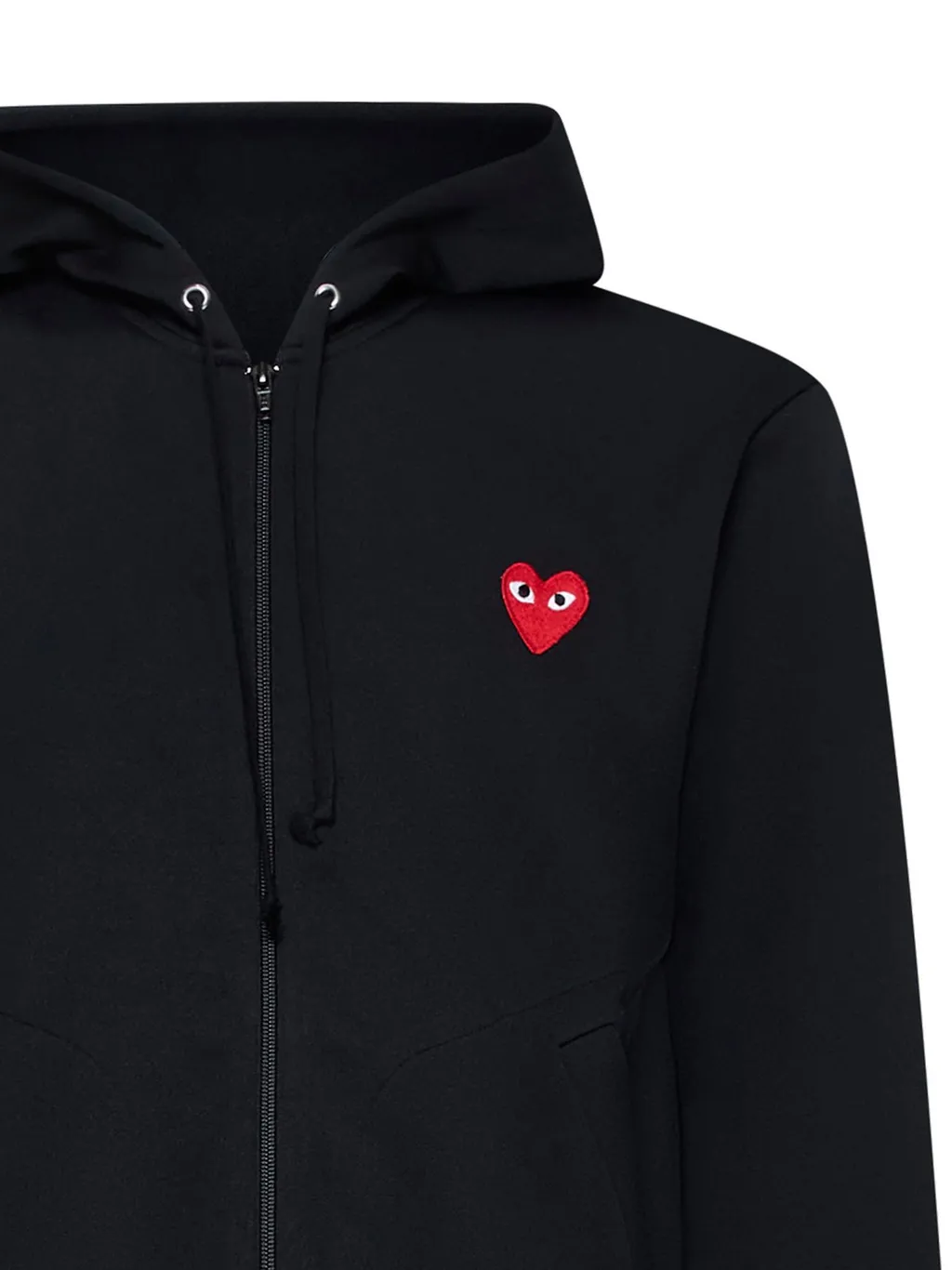 Comme Des GarÇOns Play Heart Logo Patch Zip-Up Hoodie