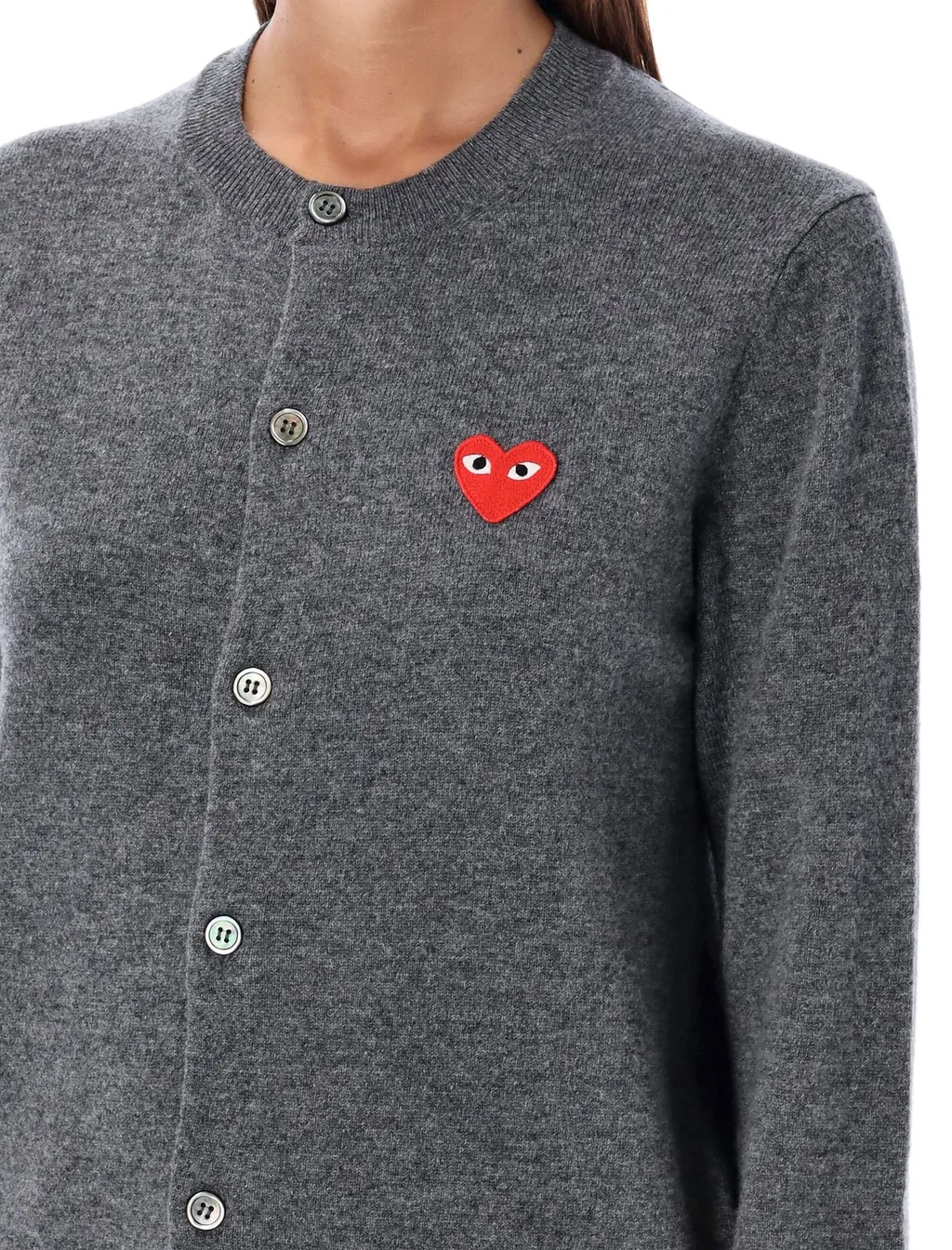 Comme Des GarÇOns Play Logo Patch Button-Up Cardigan