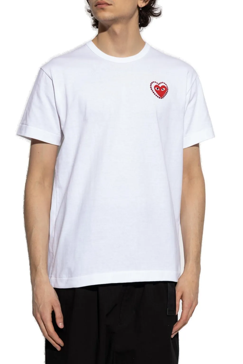 Comme Des GarÇOns Play Logo Printed Embellished T-Shirt