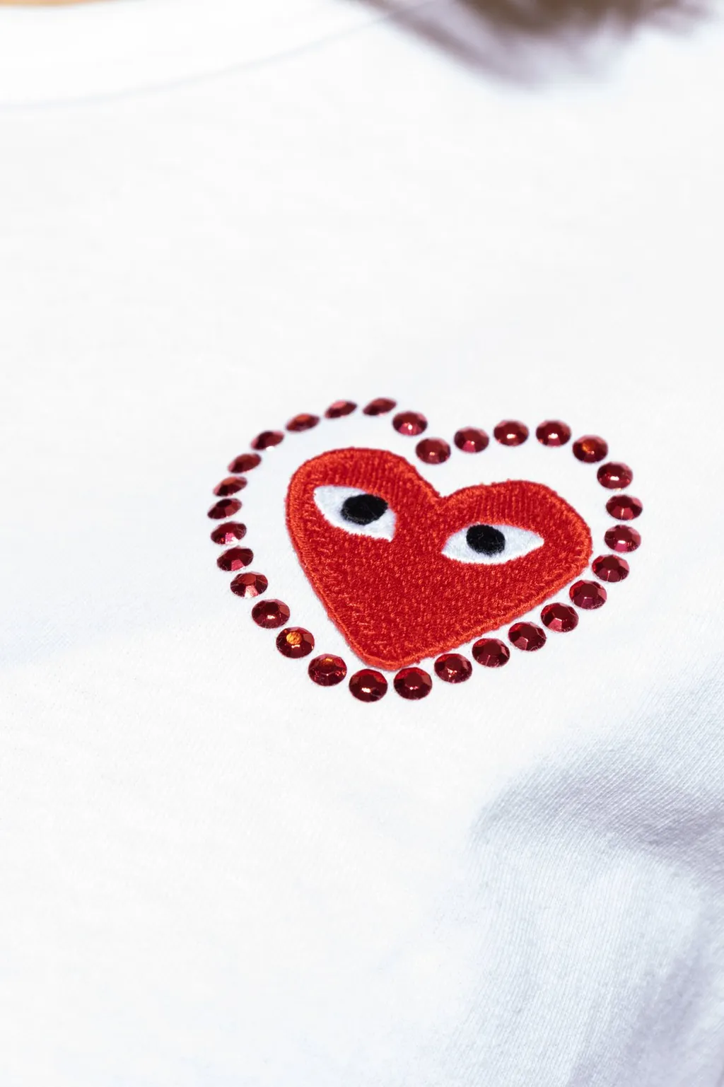 Comme Des GarÇOns Play Logo Printed Embellished T-Shirt