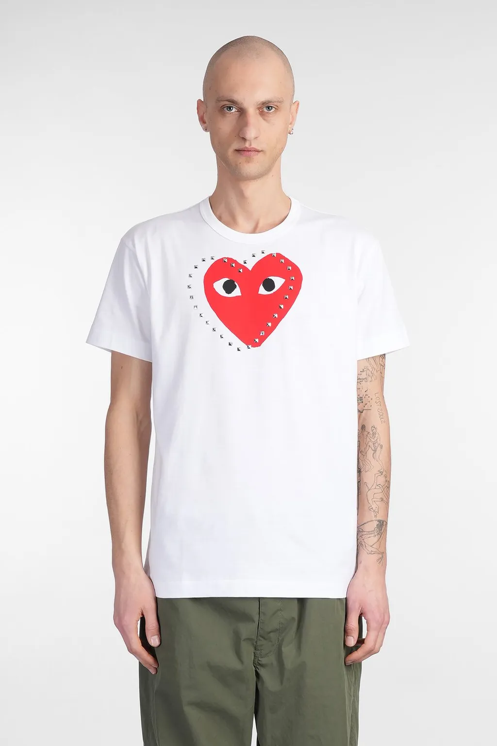 Comme Des GarÇOns Play Heart Printed Studded T-Shirt