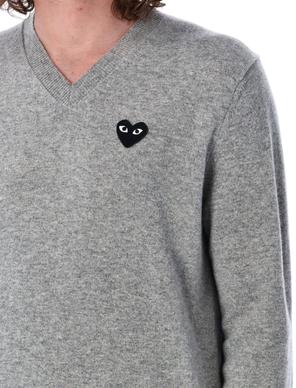 Comme Des GarÇOns Play Heart Patch V-Neck Jumper