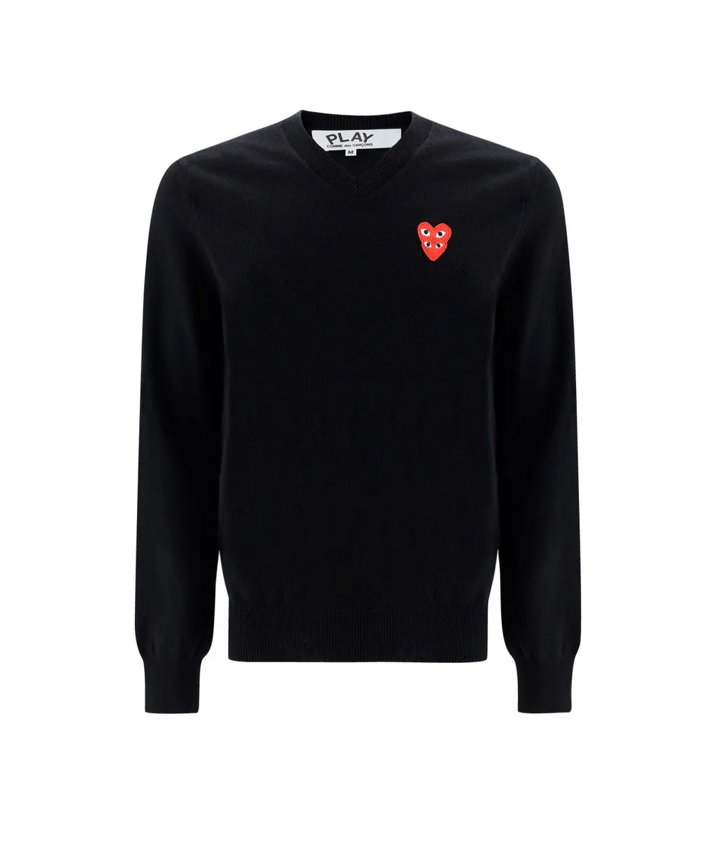 Comme Des GarÇOns Play V-Neck Knit Jumper