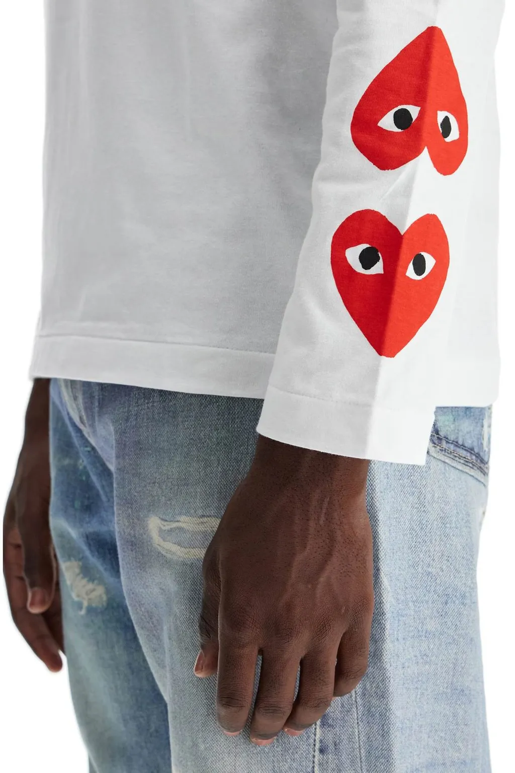 Comme Des GarÇOns Play Logo Printed Long Sleeved T-Shirt