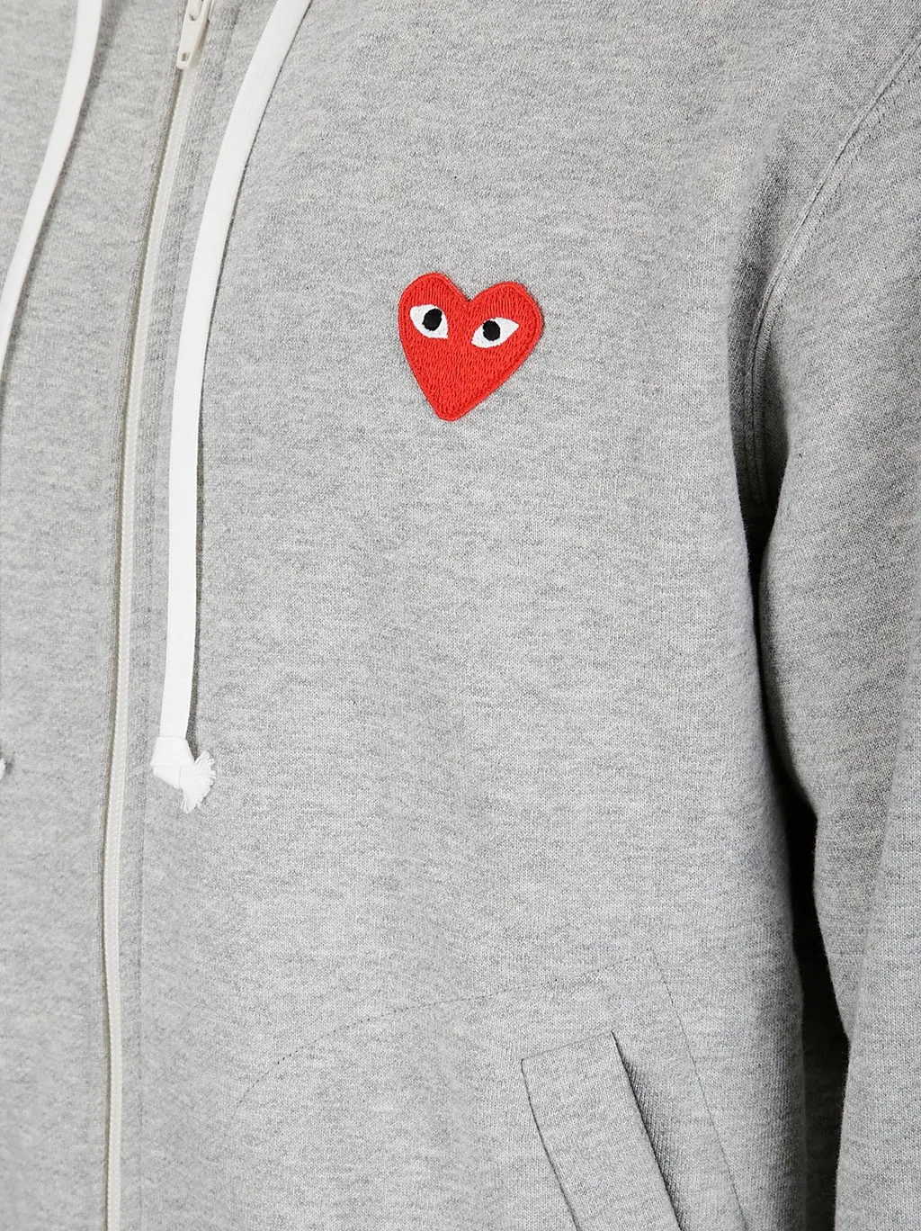 Comme Des GarÇOns Play Heart Logo Patch Zip-Up Hoodie