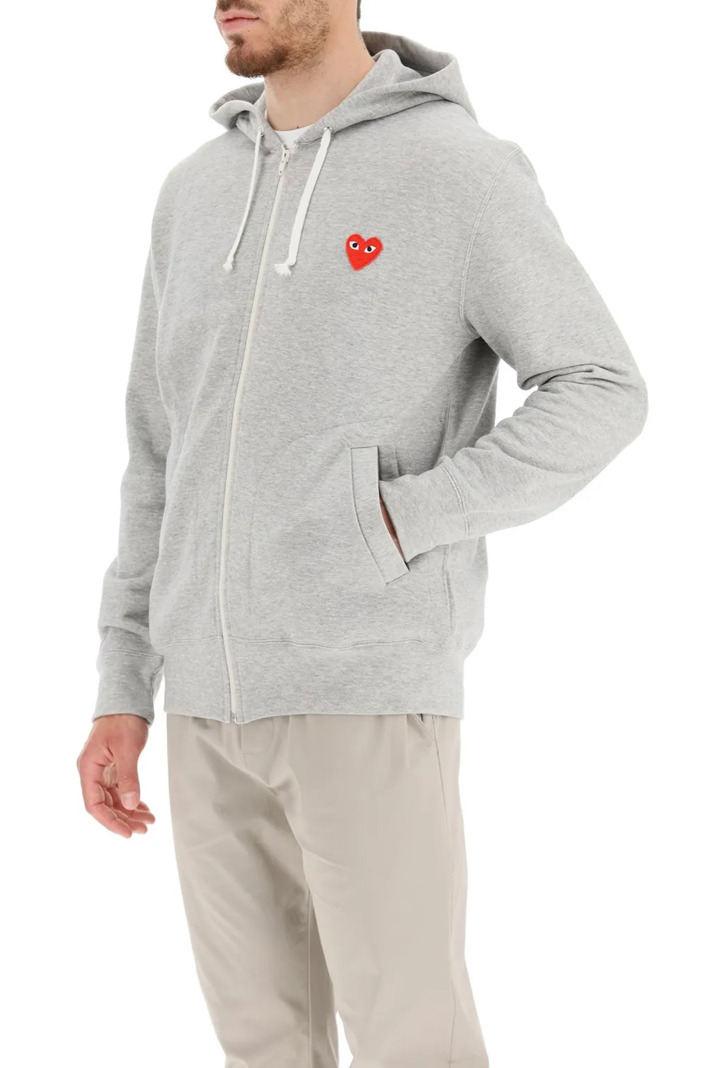 Comme Des GarÇOns Play Heart Patch Zipped Hoodie