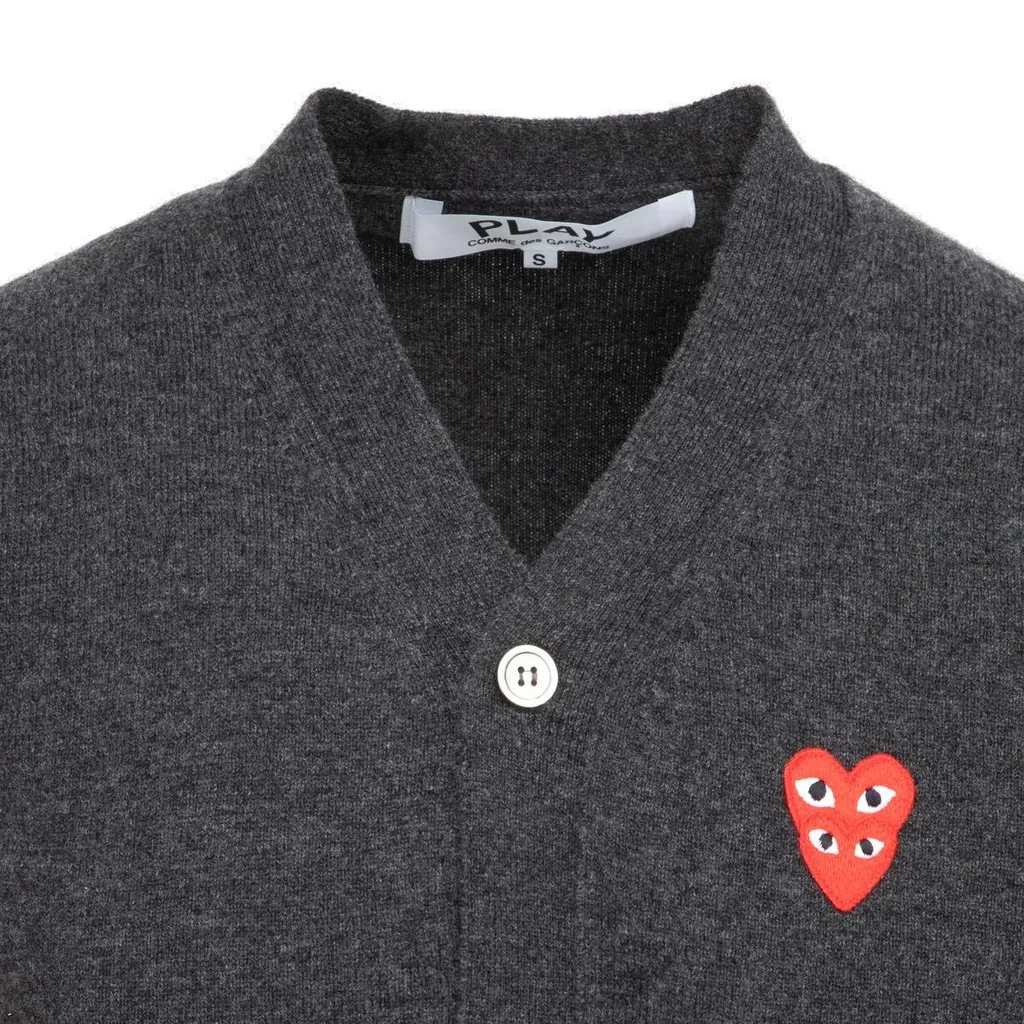 Comme Des GarÇOns Play Double Heart Logo Embroidered Buttoned Cardigan
