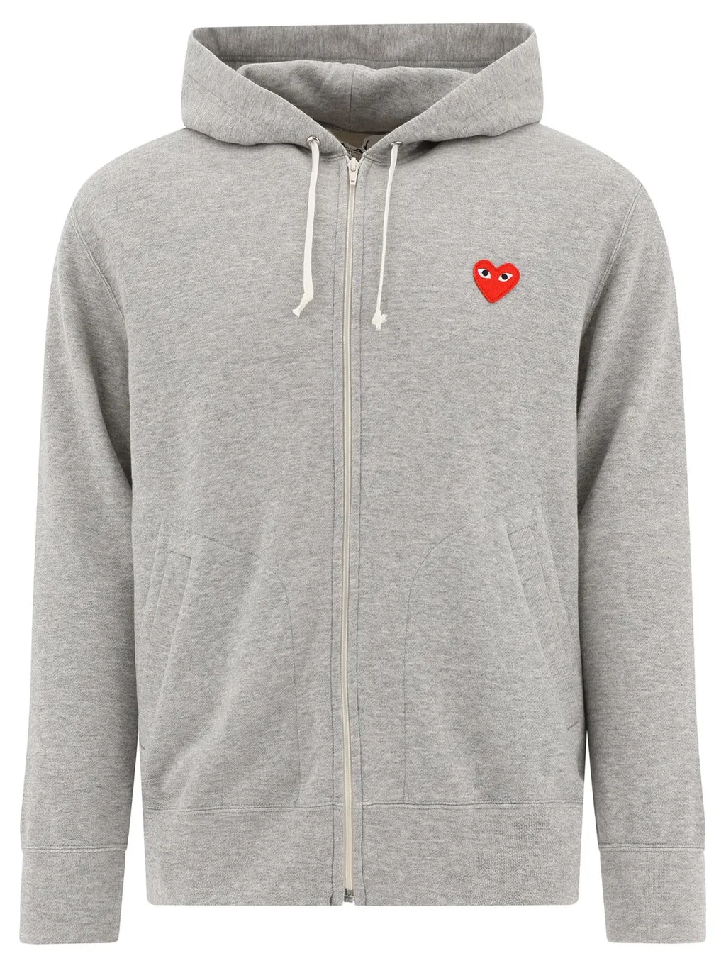 Comme Des GarÇOns Play Heart Logo Patch Zipped Hoodie