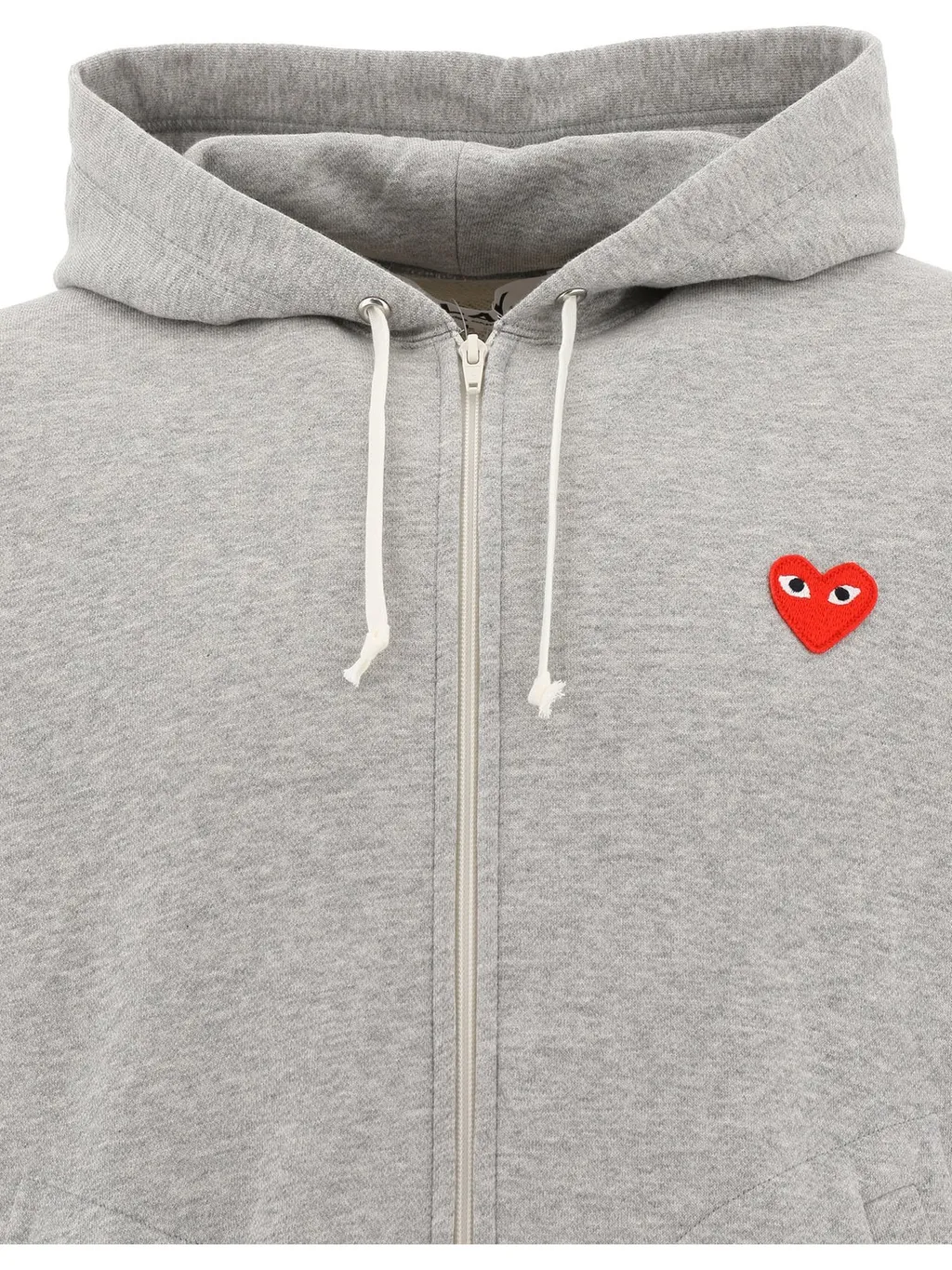 Comme Des GarÇOns Play Heart Logo Patch Zipped Hoodie