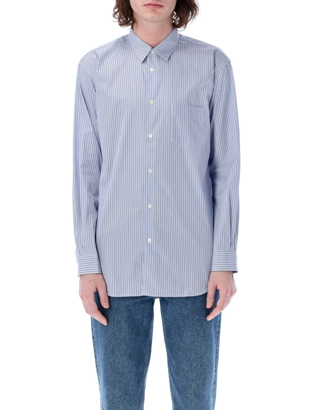 Comme Des GarÇOns Shirt Pocket Patch Striped Shirt