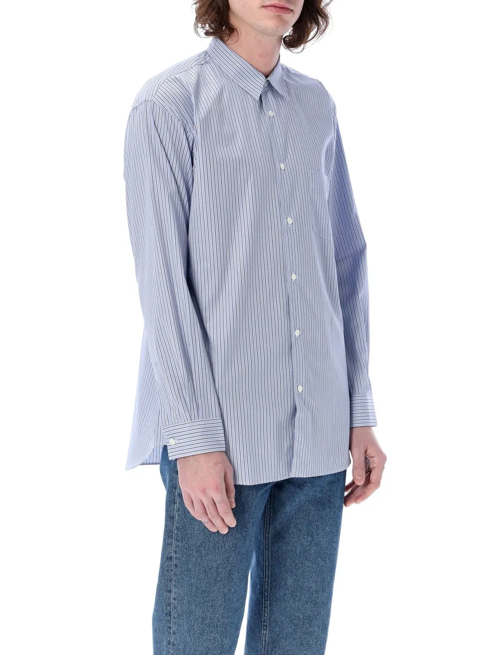 Comme Des GarÇOns Shirt Pocket Patch Striped Shirt