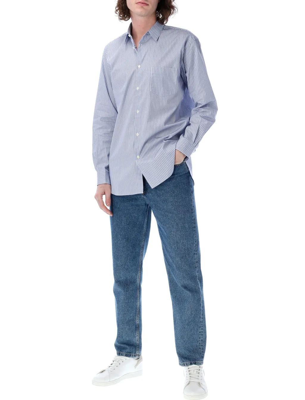 Comme Des GarÇOns Shirt Pocket Patch Striped Shirt