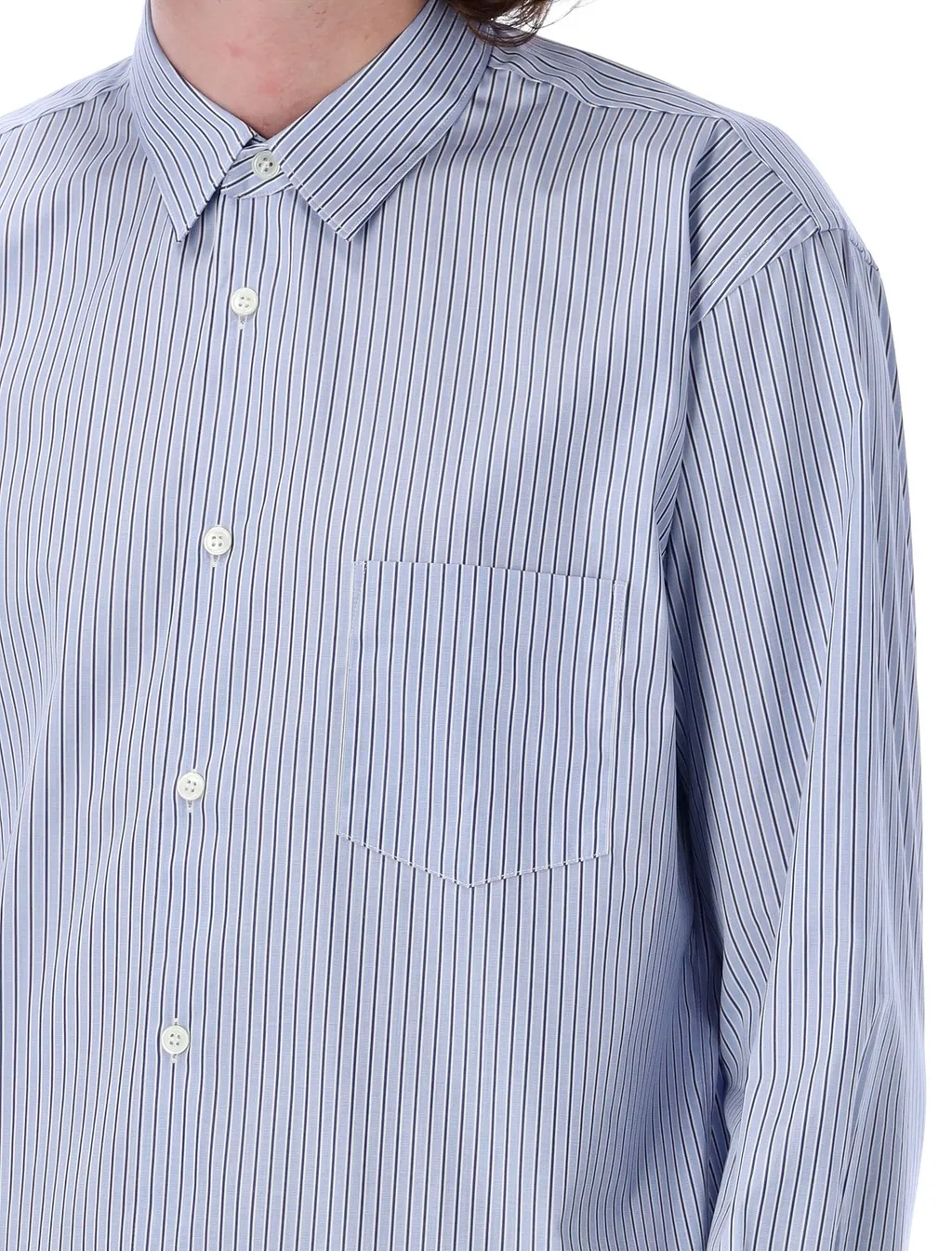 Comme Des GarÇOns Shirt Pocket Patch Striped Shirt