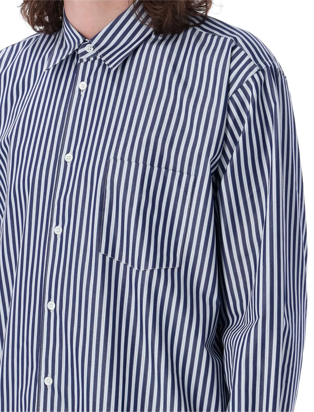Comme Des GarÇOns Shirt Pocket Patch Striped Shirt