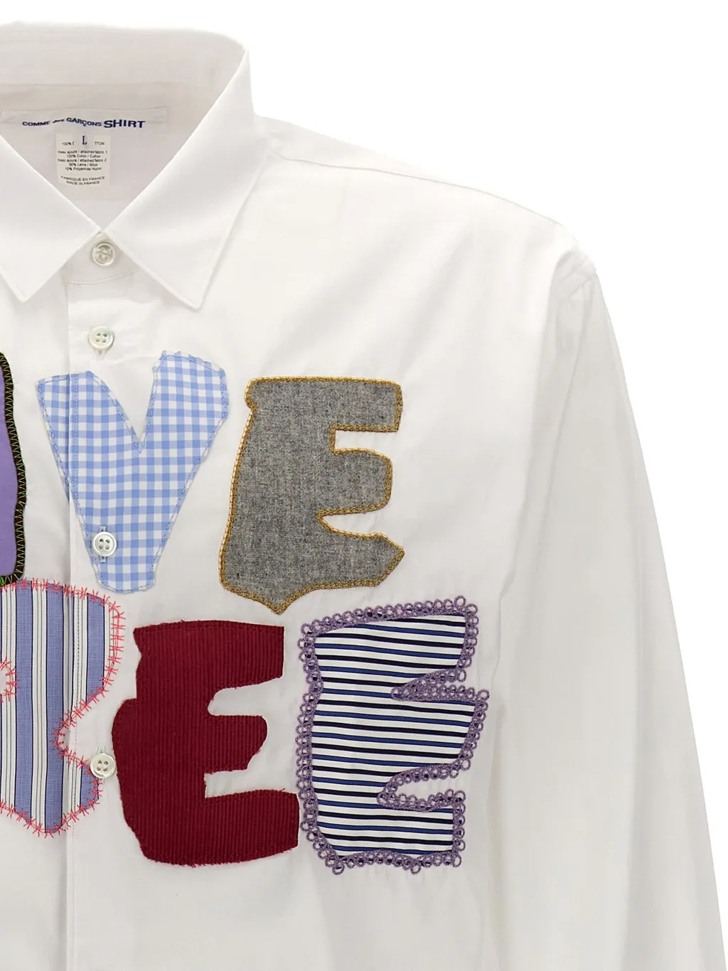 Comme Des GarÇOns Shirt Live Free Patch Long-Sleeved Shirt