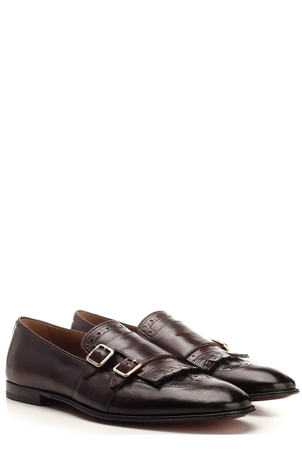 Corvari Double-Buckle Fringed Loafers